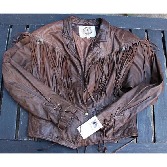 Vintage 1980s Over-the-Top Fringe Leather Bomber Jacket from Aubergine Med - Picture 3 of 15